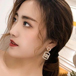 Vintage Geometric Dangle Drop Earrings, Gold Color